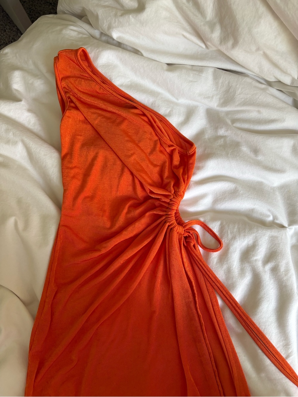 SHEIN One-Shoulder Orange Swim Coverup with Side Tie